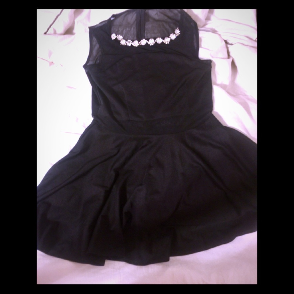 Little black dress with mesh cutout